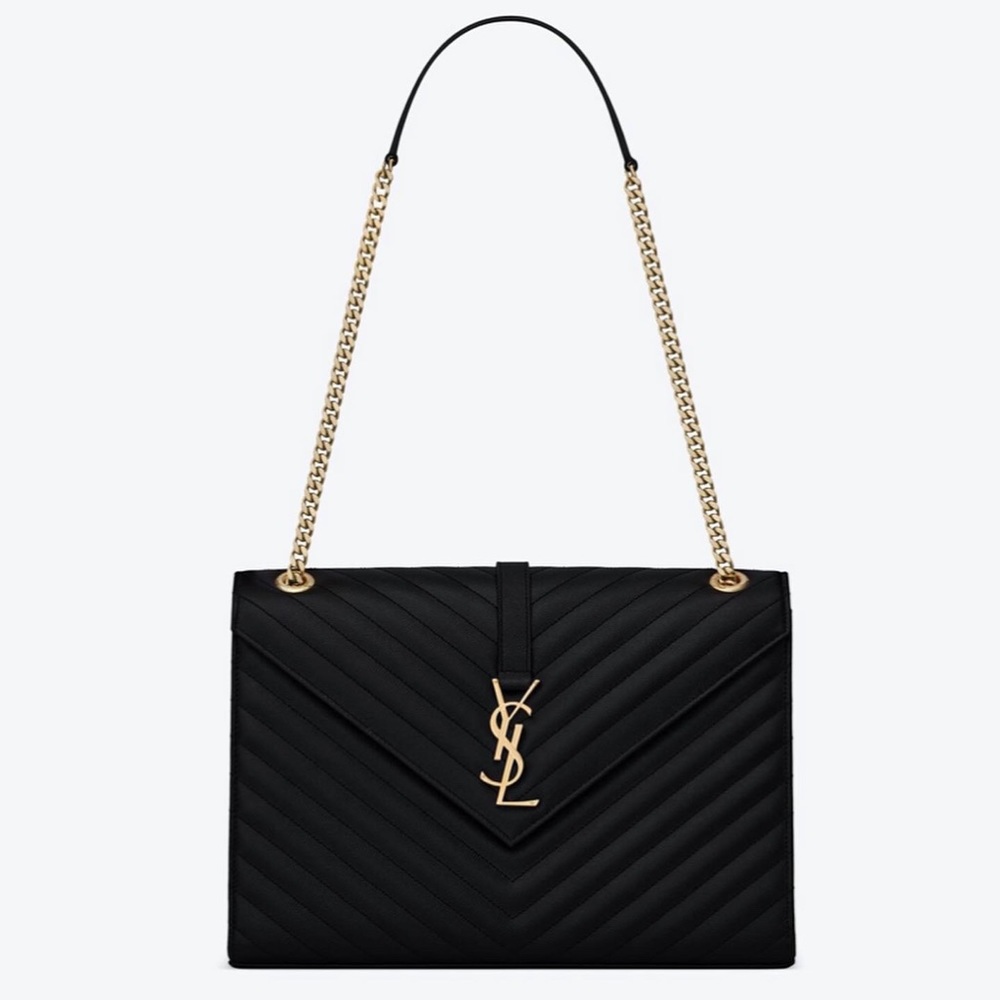 NEW & Extremely Rare!! YSL SAINT LAURENT ENVELOPE LAMBSKIN SMOOTH LEATHER LARGE! - Picture 3 of 16
